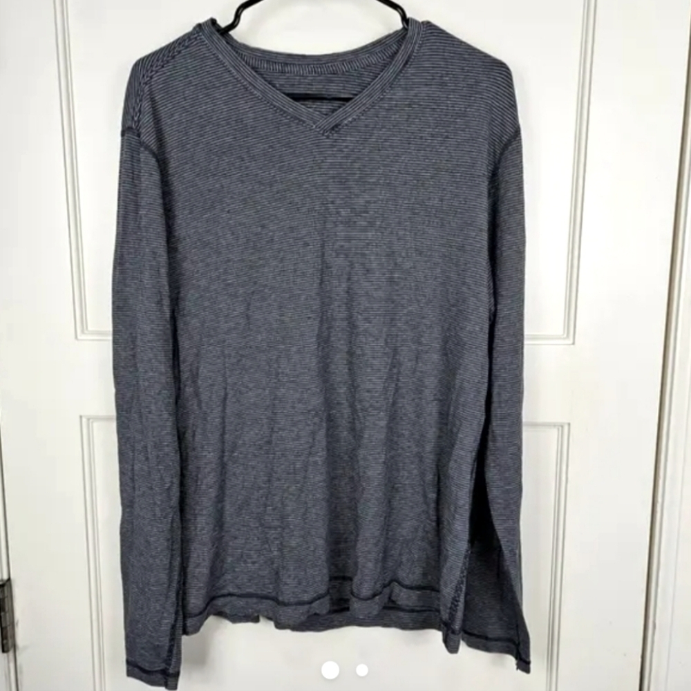 Lululemon Gray Micro Striped Long Sleeve Top Unisex Medium/ Oversized Small